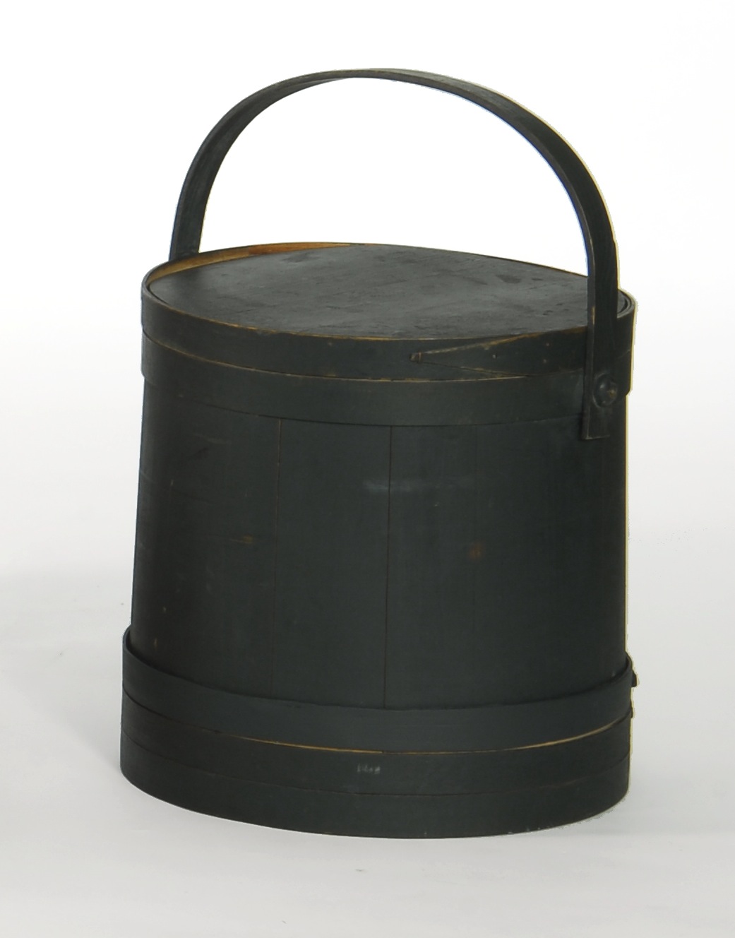 Appraisal: PAINTED COVERED FIRKIN th CenturyIn green paint Stamped on top