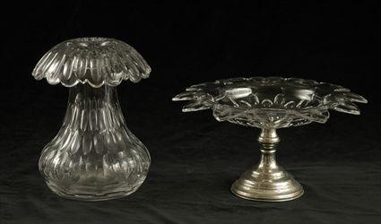 Appraisal: George III-Style Cut Glass Sweetmeat Stand with Silver Pedestal Base