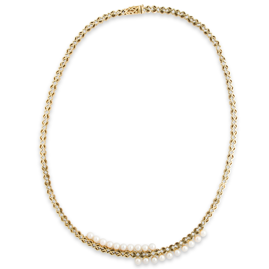 Appraisal: A CULTURED PEARL AND FOURTEEN KARAT NECKLACE A cultured pearl