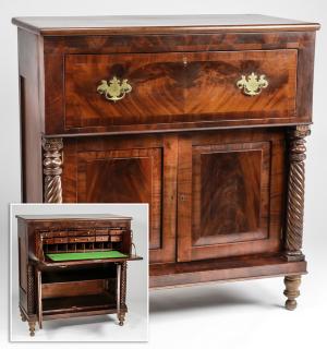 Appraisal: th c American Empire mahogany butler's secretary American Empire mahogany