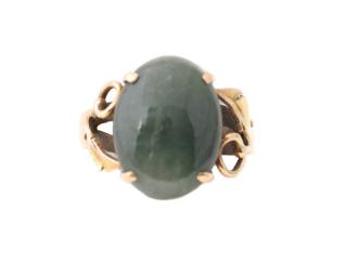 Appraisal: Handmade k Gold Nephrite Jade Ring Ladies handmade k yellow