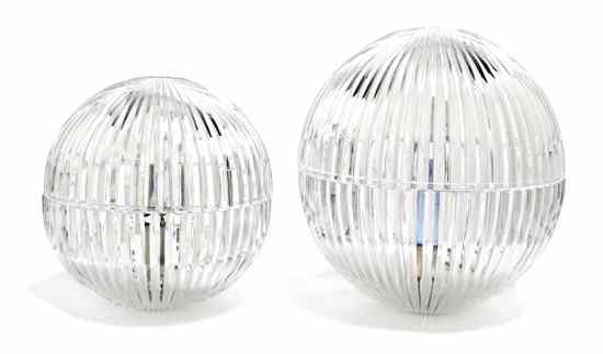 Appraisal: A Pair of Riedel Glass Lamps of ribbed spherical form