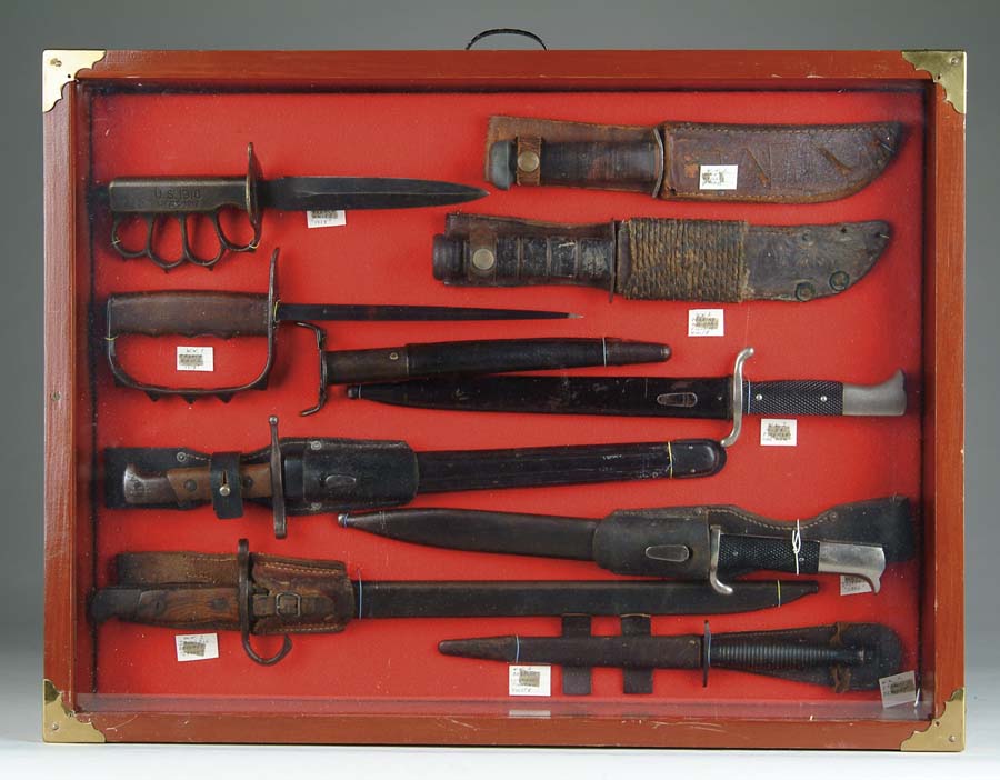 Appraisal: MISCELLANEOUS DAGGERS KNIVES BAYONETS In a x - wood case