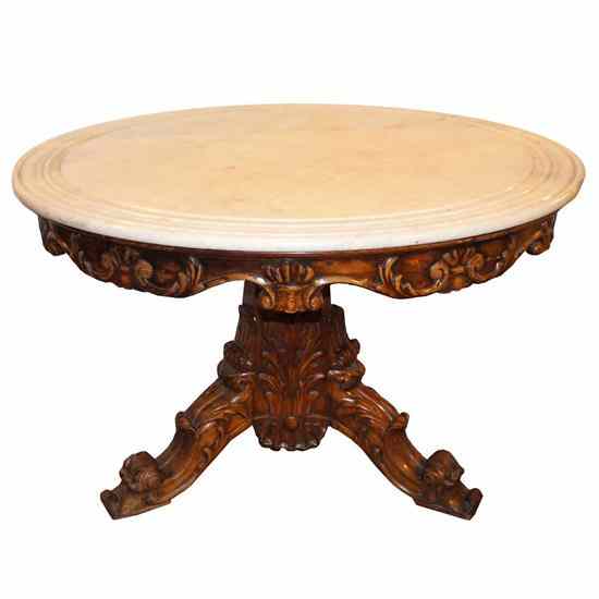 Appraisal: An Anglo Indian Marble Top Rosewood Center Table circa having