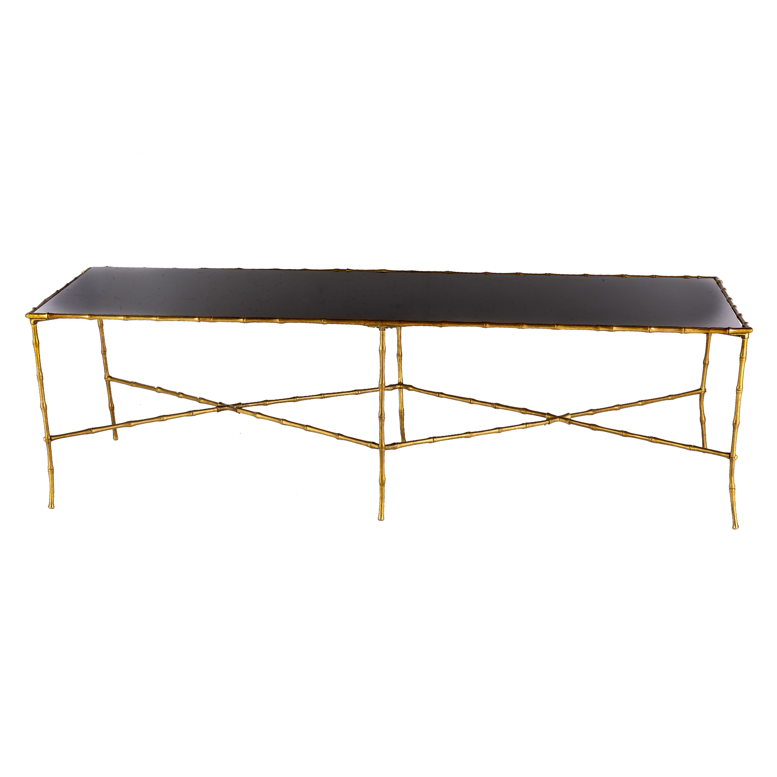 Appraisal: MAISON BAGUES STYLE COFFEE TABLE Mid- th century faux brass