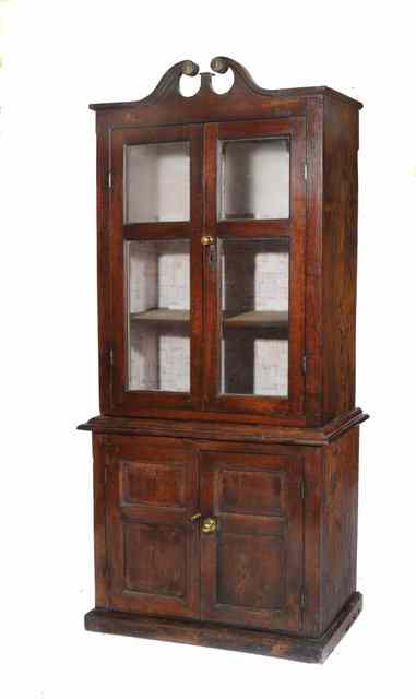 Appraisal: AN ANTIQUE OAK AND ELM ESTATE BOOKCASE in two sections