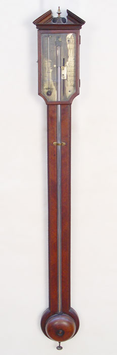 Appraisal: GEORGIAN RONKETTI LONDON STICK BAROMETER Circa - Wood case and