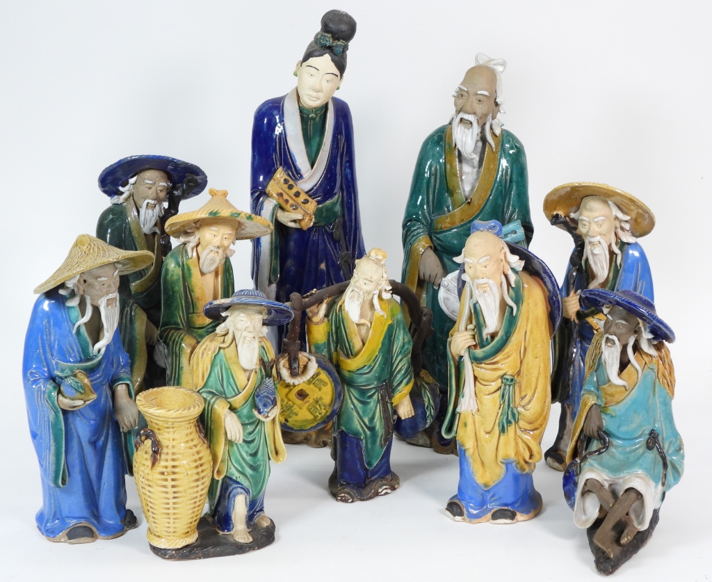 Appraisal: PC CHINESE MUD FIGURES China Early th CenturyIncludes ten figures