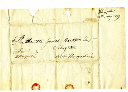 Appraisal: piece Franking Signature Whipple William On autograph address leaf to