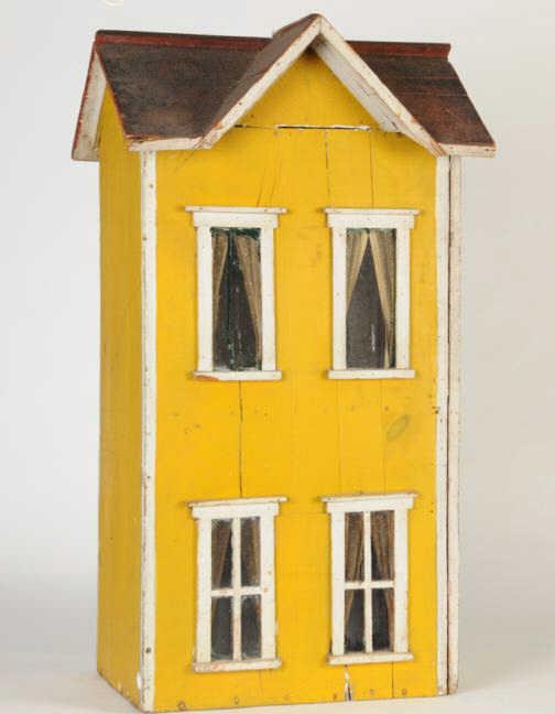 Appraisal: Two-Story Yellow Victorian Dolls' House America latter th century a