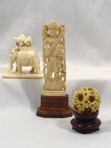 Appraisal: A mixed lot comprising a carved ivory elephant an ivory