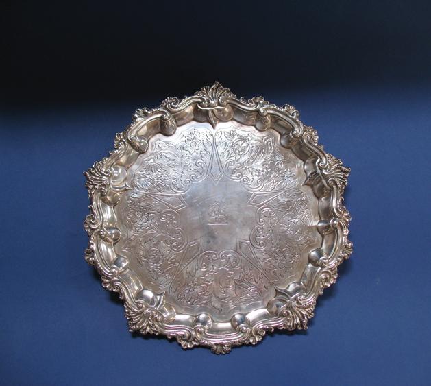 Appraisal: A WILLIAM IV SALVER of shaped rectangular form with a