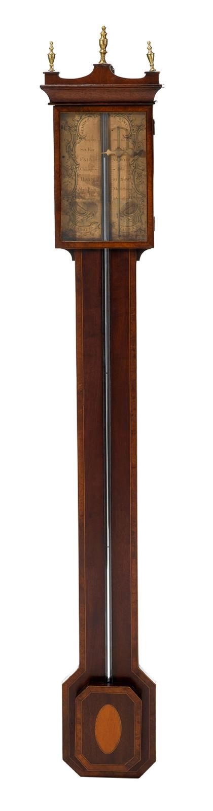 Appraisal: George III inlaid mahogany stick barometer r carmotta halifax The