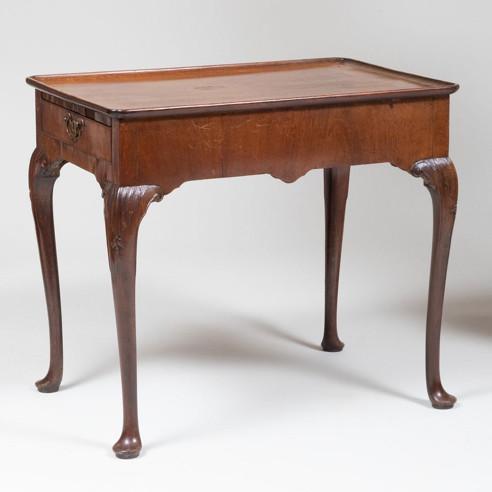 Appraisal: George II Mahogany Tray-Top Table Fitted with two side drawers