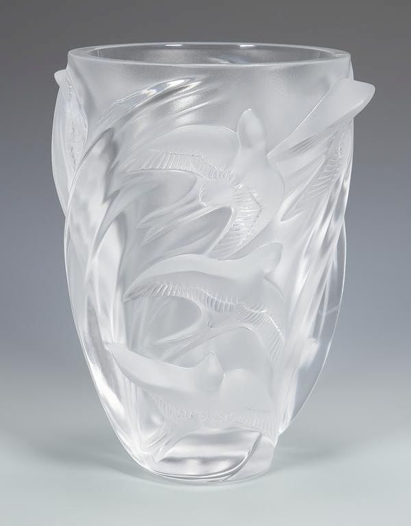 Appraisal: Lalique Martinets Glass Vase Lalique frosted and clear Martinets vase