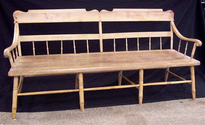 Appraisal: spindle plank seat bench stripped l Estimate -