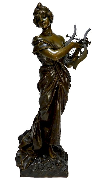 Appraisal: Emmanuel Villanis Art Nouveau Sapho Bronze Model Emmanuel Villanis France