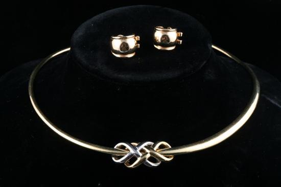 Appraisal: K YELLOW GOLD CHOKER STYLE SLIDE NECKLACE AND PAIR GOLD