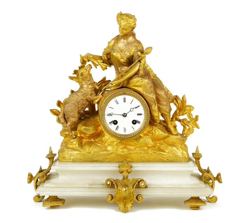 Appraisal: - th C French Mantle Clock th Century French mantle