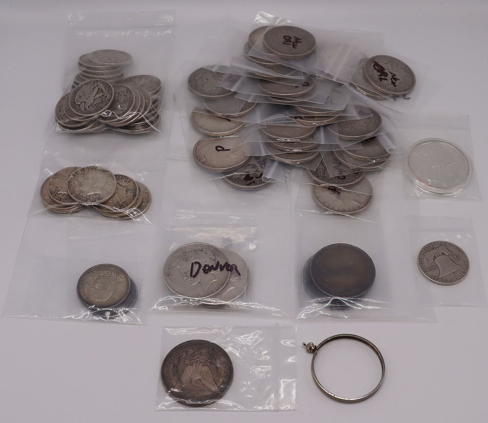 Appraisal: COINS Assorted US Coin Collection Includes silver dollar with pendant