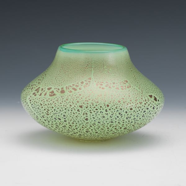 Appraisal: CHATHAM GLASS JAPANESE COSMETIC GLASS POT x Blown glass Japanese