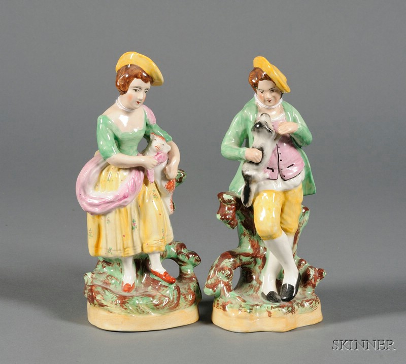 Appraisal: Pair of Staffordshire Earthenware Figurines early th century comprising a