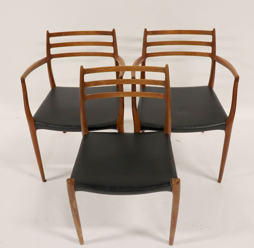 Appraisal: MIDCENTURY Niels O Moller Sculpted Teak Chairs Model with labels