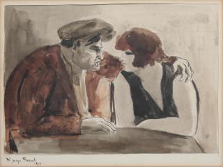 Appraisal: Portrait of a s French Couple Depicting a cafe couple