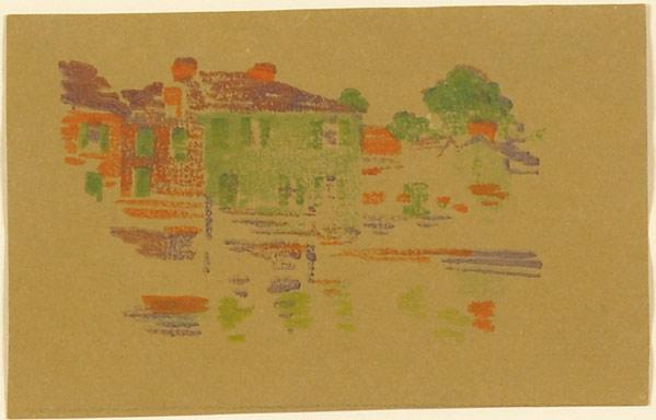 Appraisal: ARTHUR WESLEY DOW Color woodblock print River Reflections From the