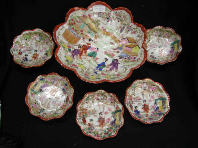 Appraisal: Japanese Porcelain Berry Set Geisha decor master and individuals