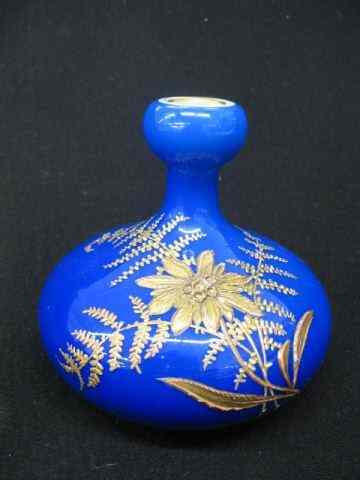 Appraisal: Victorian Enameled Art Glass Vase floral fern decor on rich