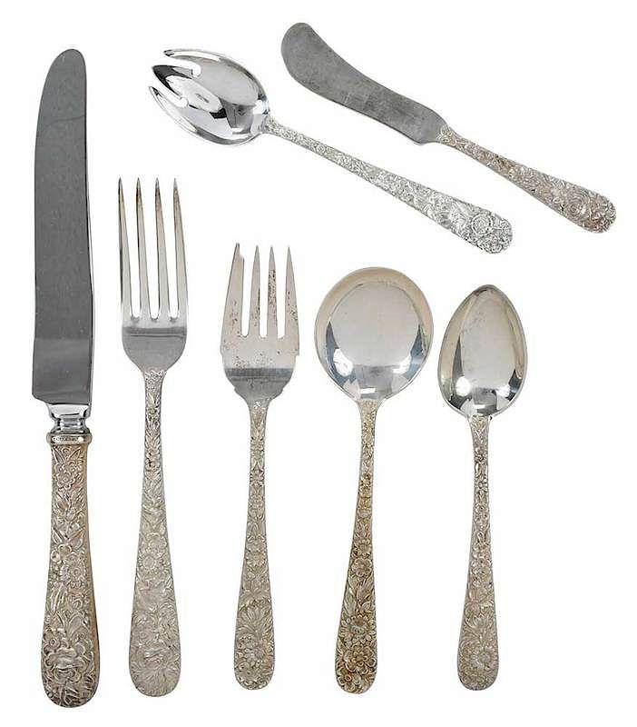 Appraisal: Kirk Repousse Sterling Flatware Pieces American th century service for