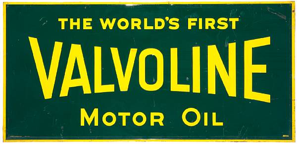 Appraisal: A large Valvoline Motor Oil sign green and yellow logo