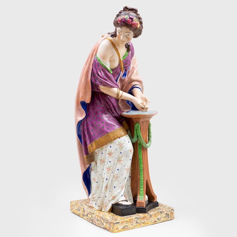 Appraisal: Large Staffordshire Pearlware Figure Emblematic of Purity in high Note