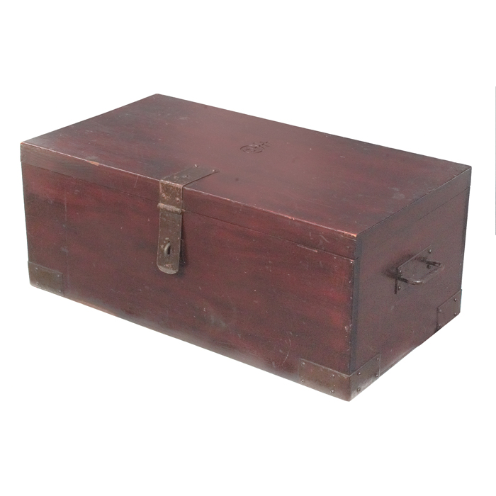 Appraisal: Roycroft goodie box mahogany stained gumwood with strap hardware and