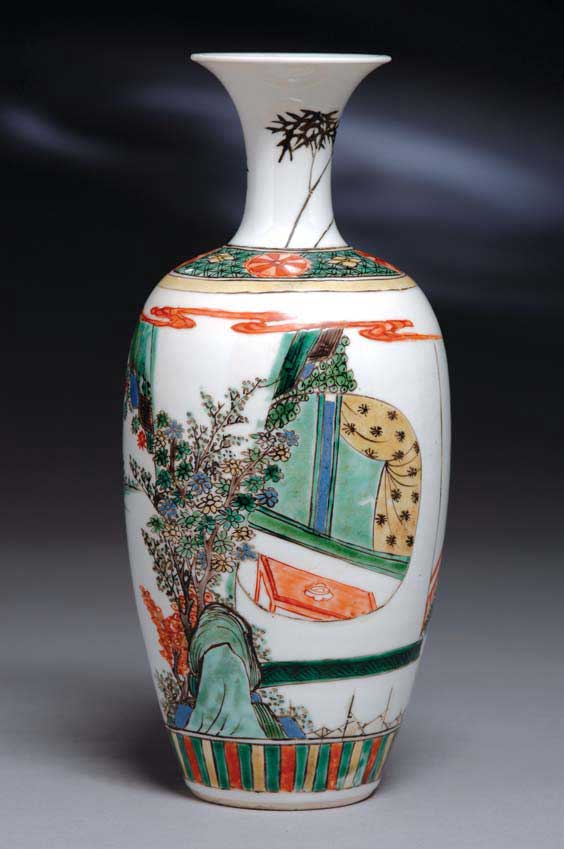 Appraisal: KANGXI FAMILLE VERTE VASE Very fine Chinese Kangxi Period Famille