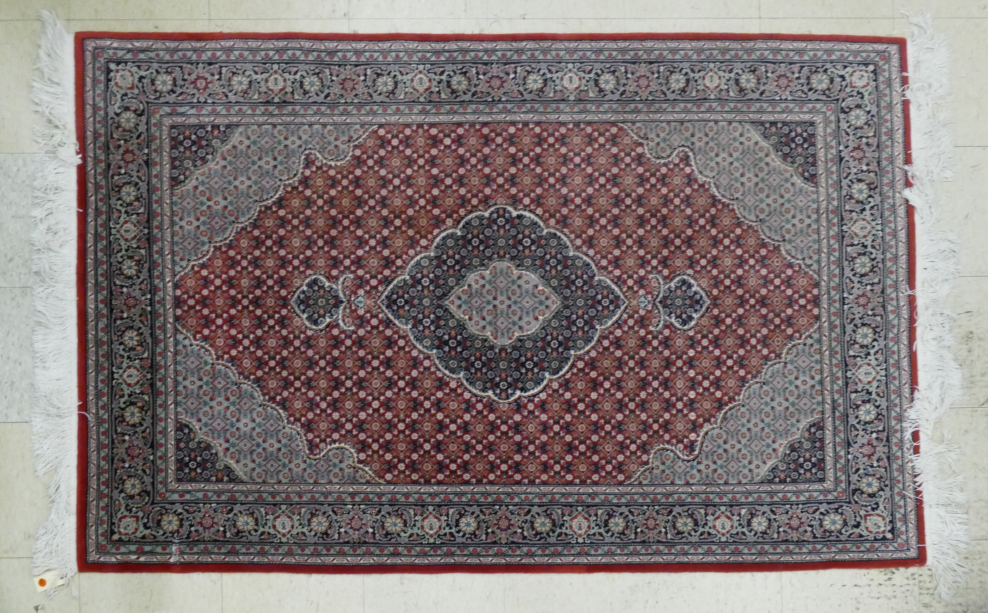 Appraisal: Fine Persian Silk Inlaid Medallion Rug- ' x '