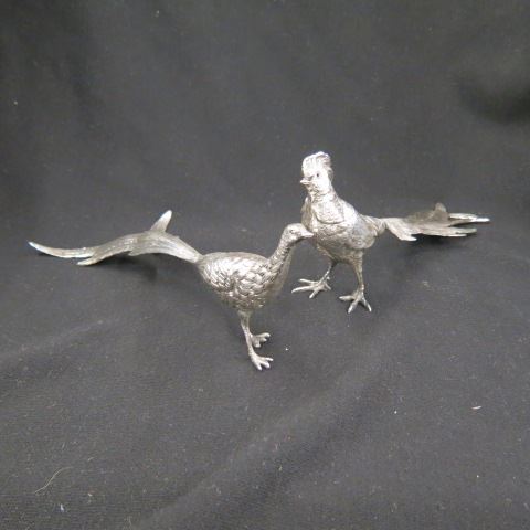 Appraisal: Peruzzi Italian Silver Figurines of Pheasants fine famous Florence maker