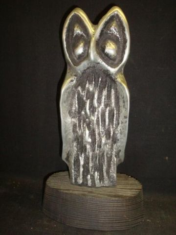 Appraisal: Modernist Pewter Sculpture of Owl initialed VII or IVV and