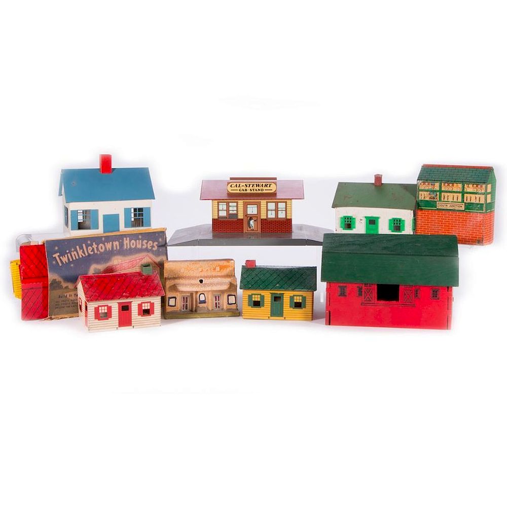 Appraisal: Tin and Wooden Building Lot Tin and wooden building assortment