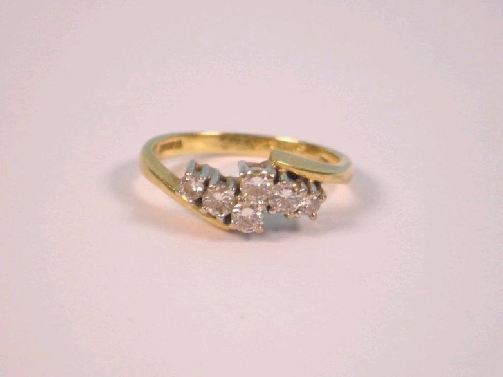 Appraisal: An ct gold six stone diamond cluster ring g all