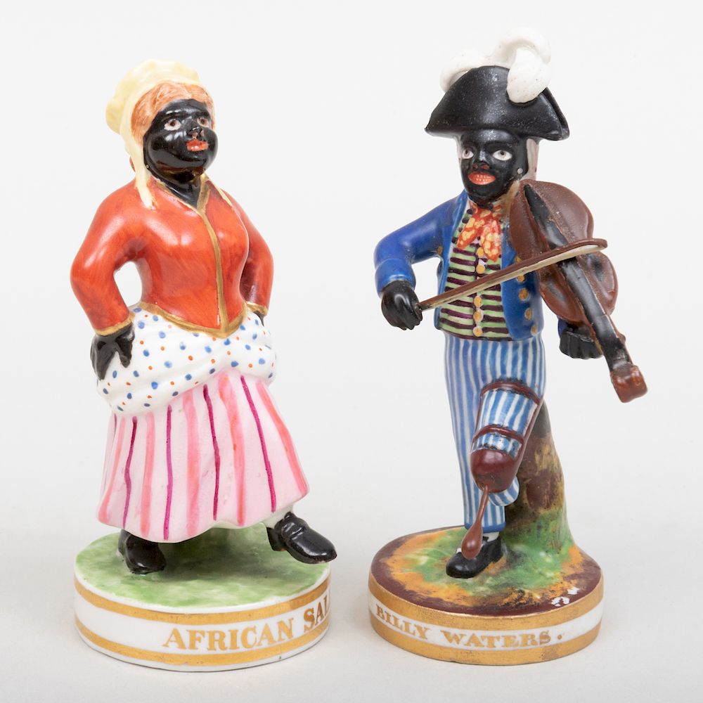 Appraisal: Pair of Derby Porcelain Minstrel Figures The 'African Sall' figure