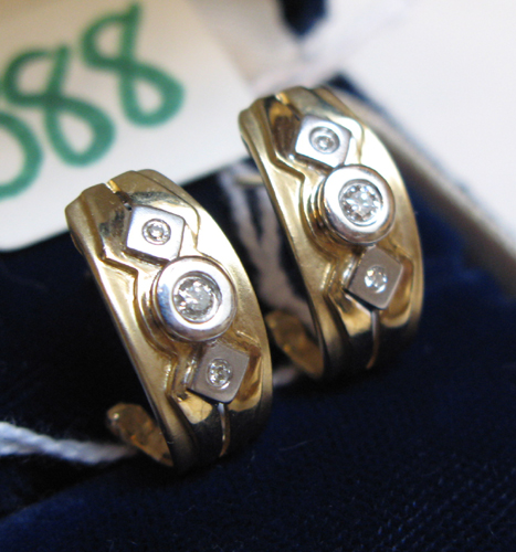 Appraisal: PAIR OF DIAMOND AND FOURTEEN KARAT YELLOW AND WHITE GOLD