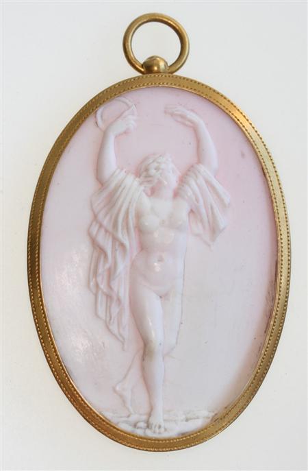 Appraisal: A Victorian shell cameo of large size depicting a naked