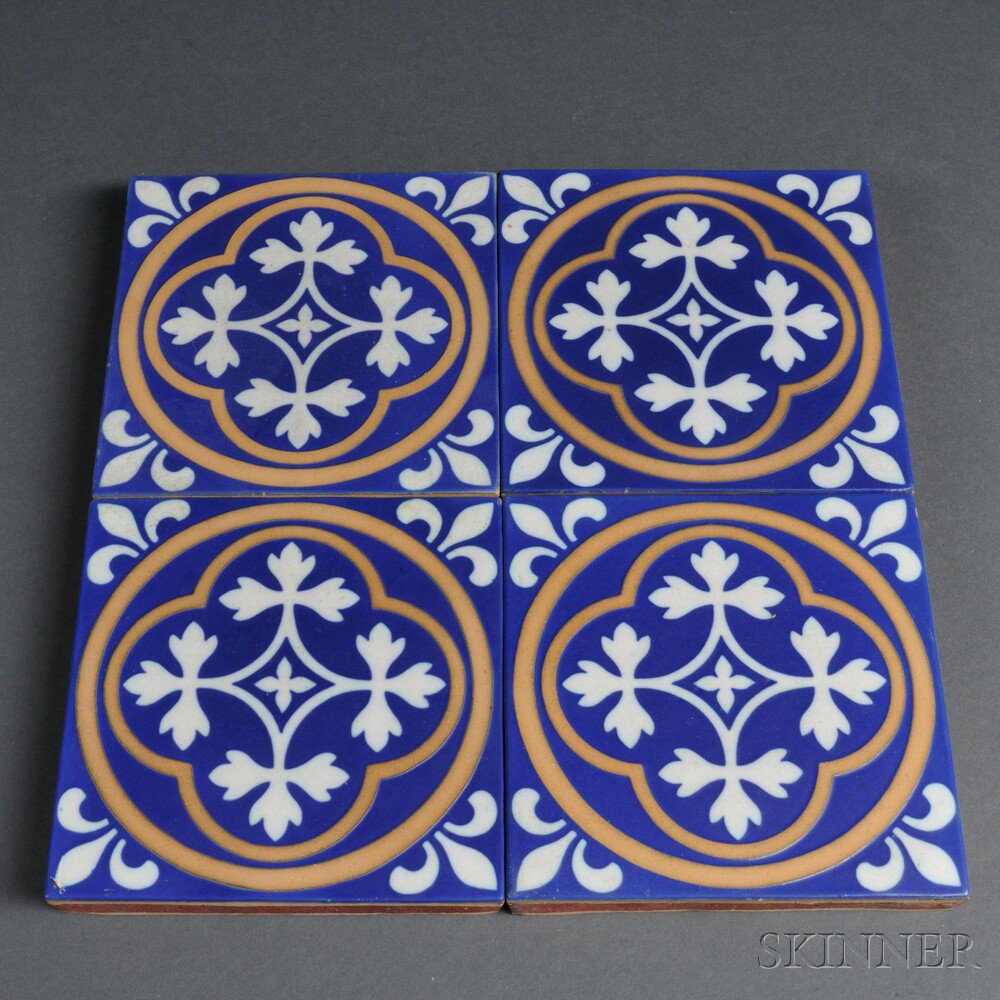 Appraisal: Four Minton Tiles Glazed ceramic England late th century Each