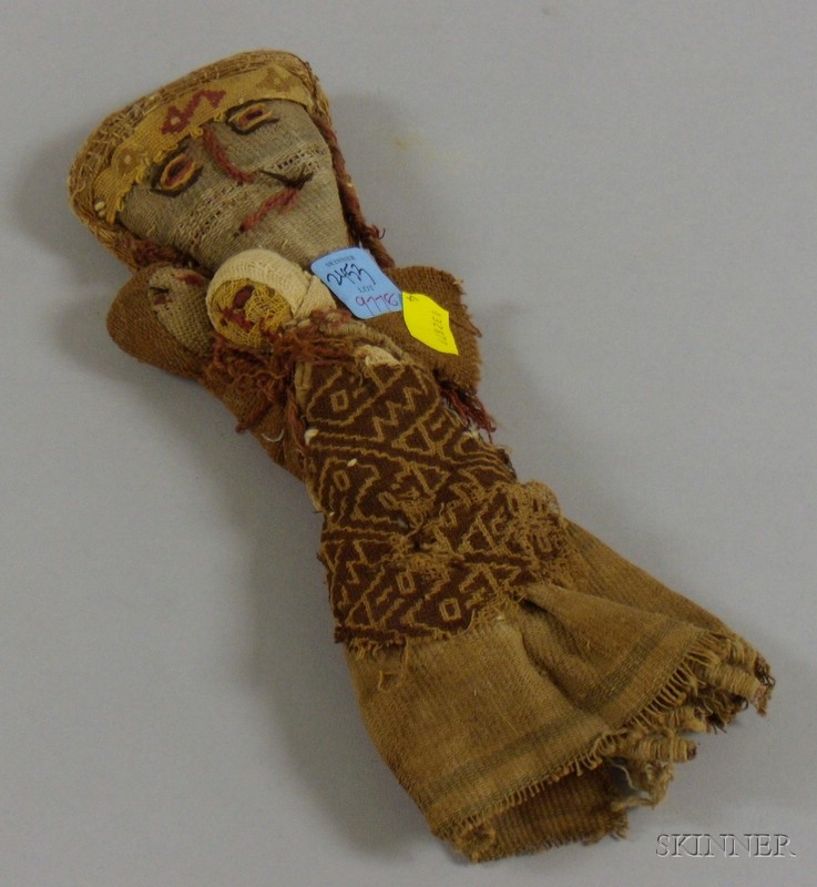 Appraisal: Folk Art Pre-Columbian Cloth Fragment Doll approx ht in