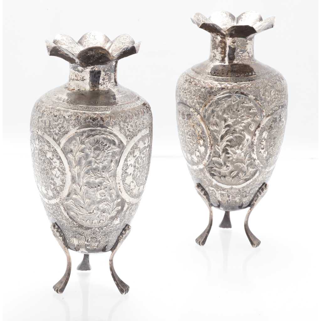 Appraisal: A pair of Indian vases with various marks to neck