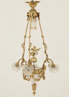 Appraisal: TH C FRENCH GILT BRONZE AND CRYSTAL ARM CHANDELIER HAVING