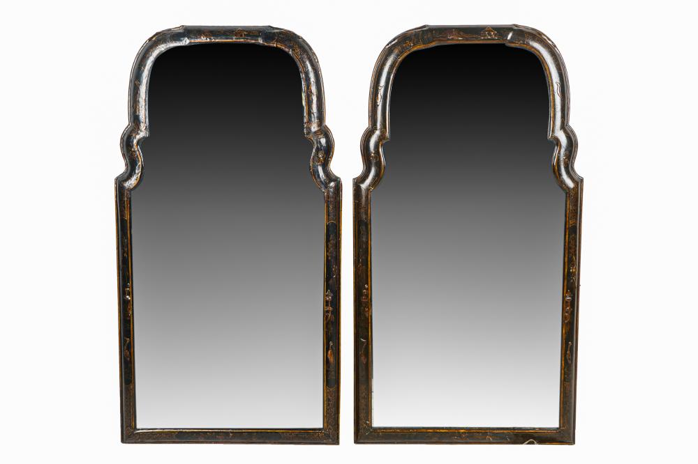 Appraisal: PAIR OF QUEEN ANNE STYLE JAPANNED MIRRORSCondition each with wear