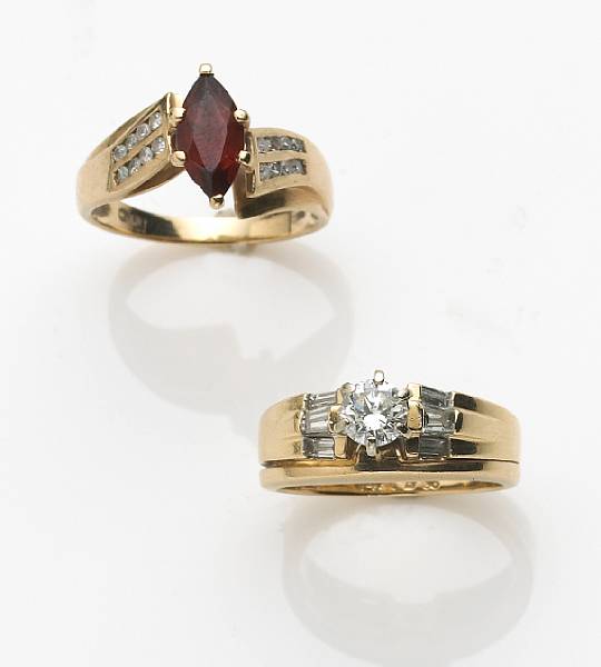 Appraisal: A diamond and k gold wedding set together with a